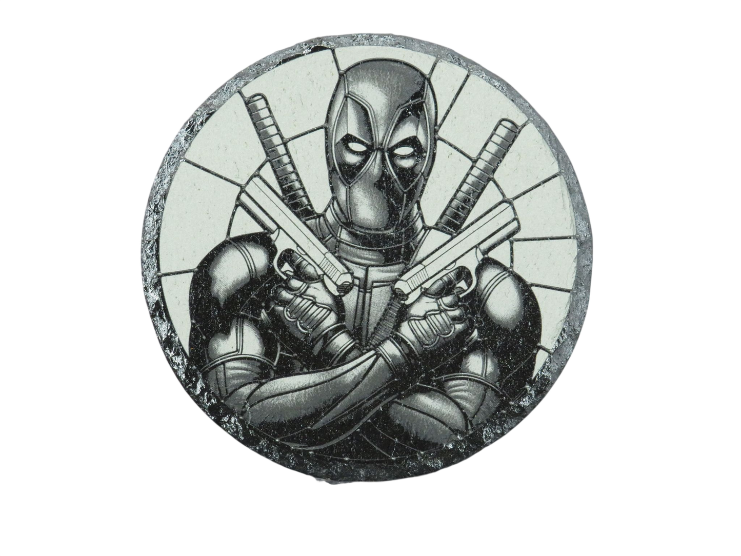 Laser Engraved Round Slate Coaster - MV1