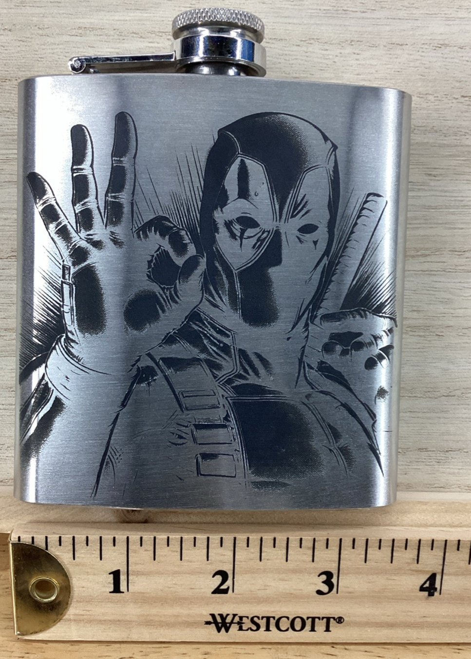 Laser Engraved 6 oz Stainless Steel Flask - D