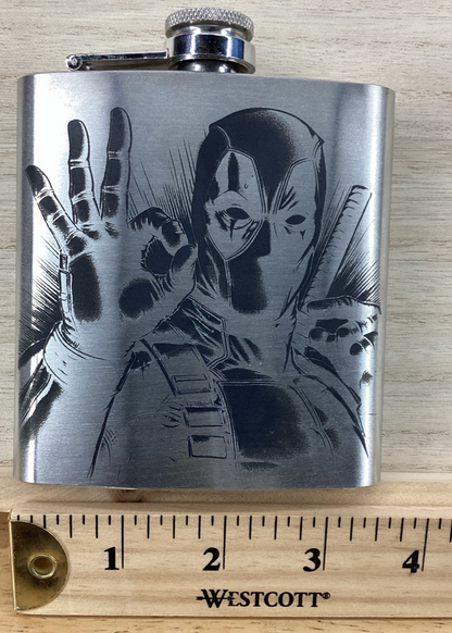 Laser Engraved 6 oz Stainless Steel Flask - D