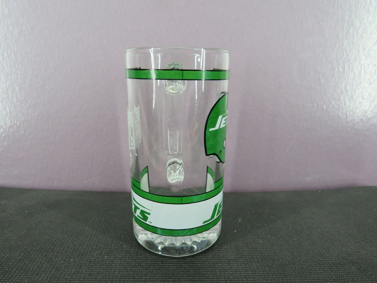 Vintage New York Jets Beer Mug Stein Tall Glass 1980s NFL