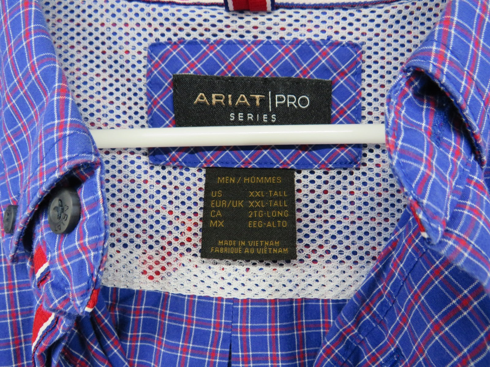 Ariat Pro Series Men's Short Sleeve Shirt - XXL Tall - Purple Plaid Pattern