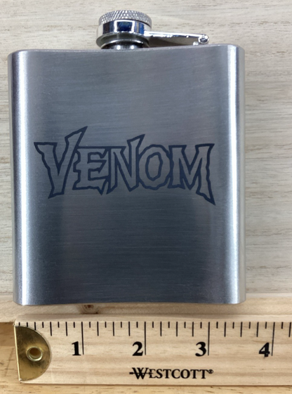 Laser Engraved Flask - 6 oz Stainless Steel  - V