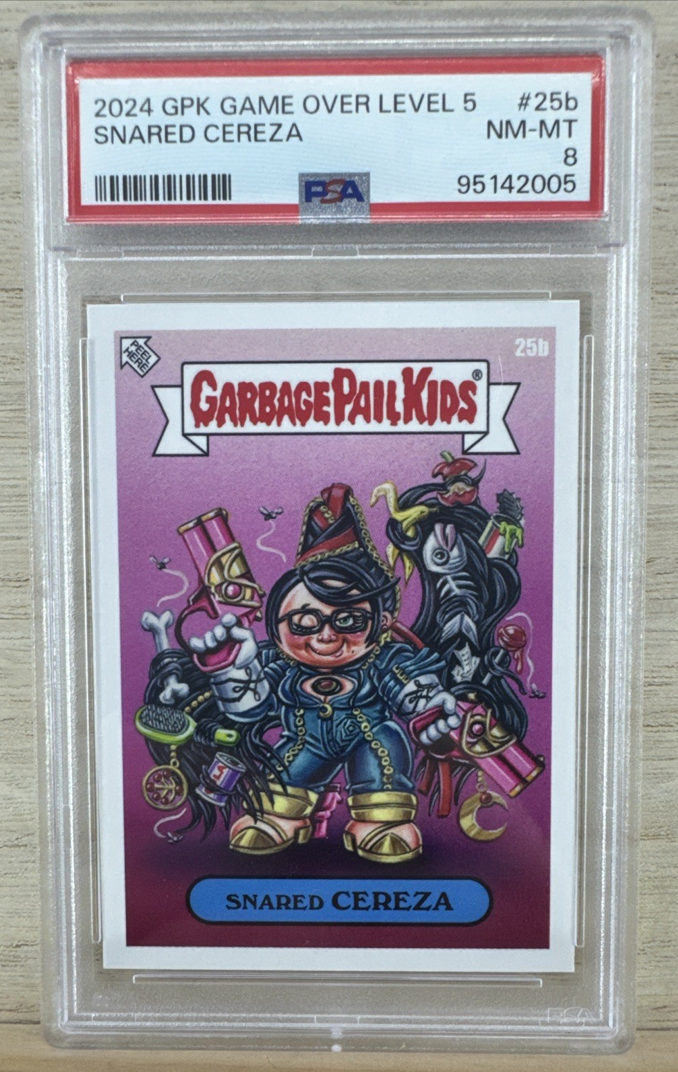2024 Garbage Pail Kids Game Over Level 5 - Snared Cereza 25b - PSA 8