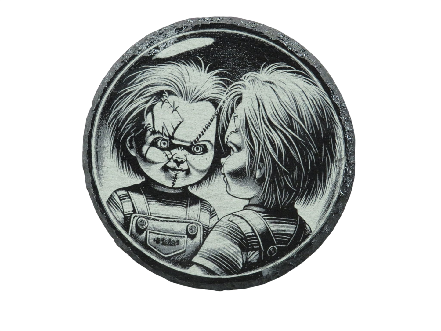 Laser Engraved Round Slate Coaster - CH2