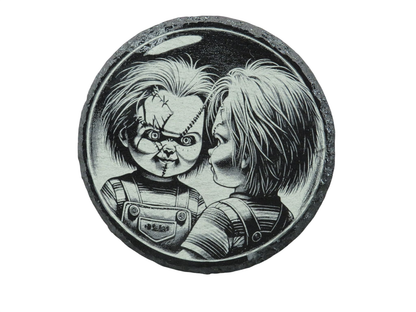 Laser Engraved Round Slate Coaster - CH2
