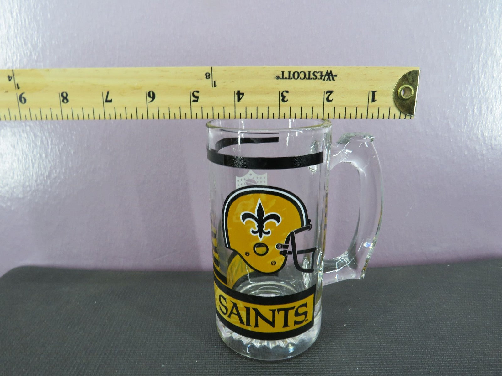 Vintage New Orleans Saints Beer Mug Stein Tall Glass 1980s NFL