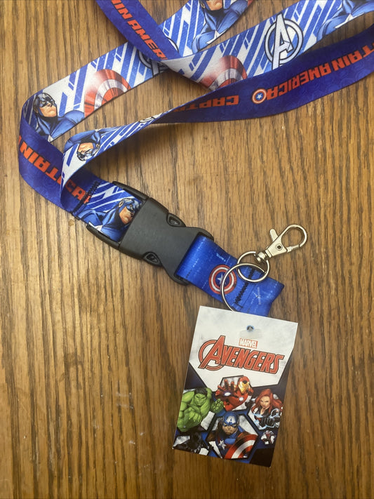 Captain American 1 Inch Reversible Lanyard with Buckle - Marvel