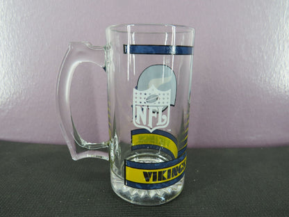 Vintage Minnesota Vikings Beer Mug Stein Tall Glass 1980s NFL