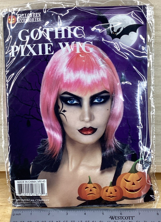 Gothic Pink w/ Black Tips Pixie Wig Straight -Adult -One Size Halloween Cosplay0
