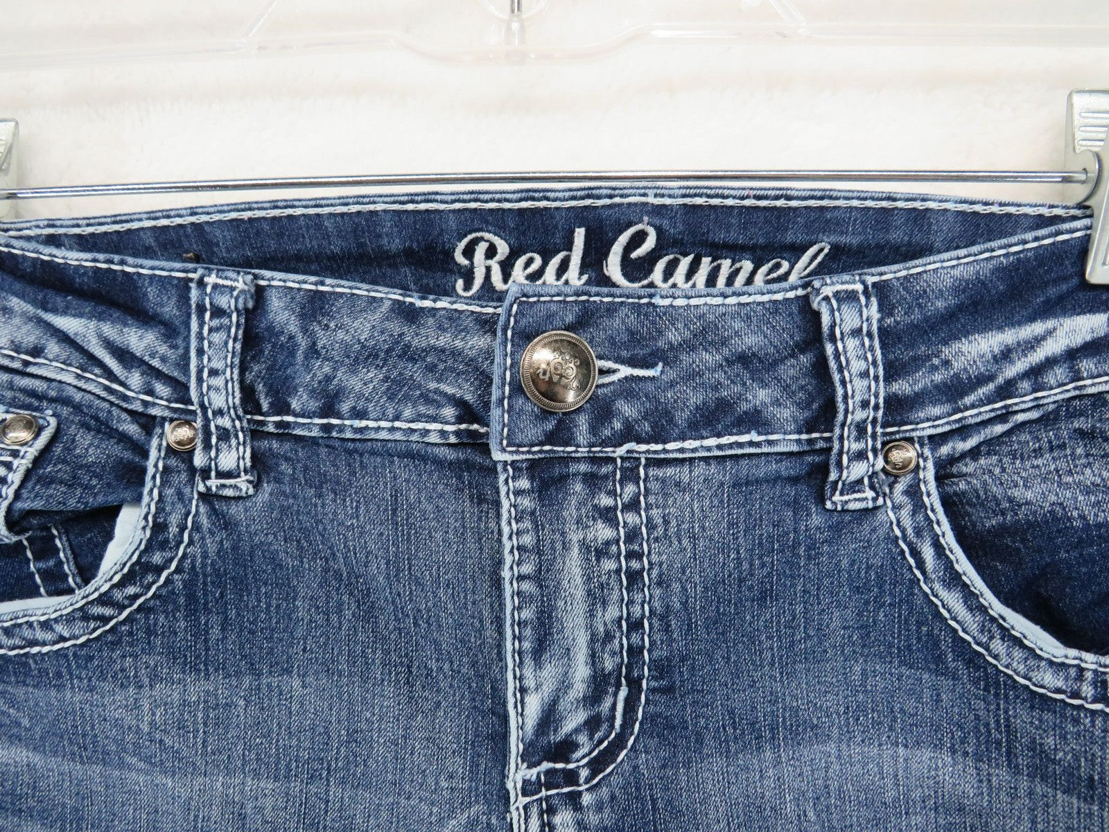 Red Camel Jeans Women's Size 13 - Embroidered Back Pocket Rhinestone Blue