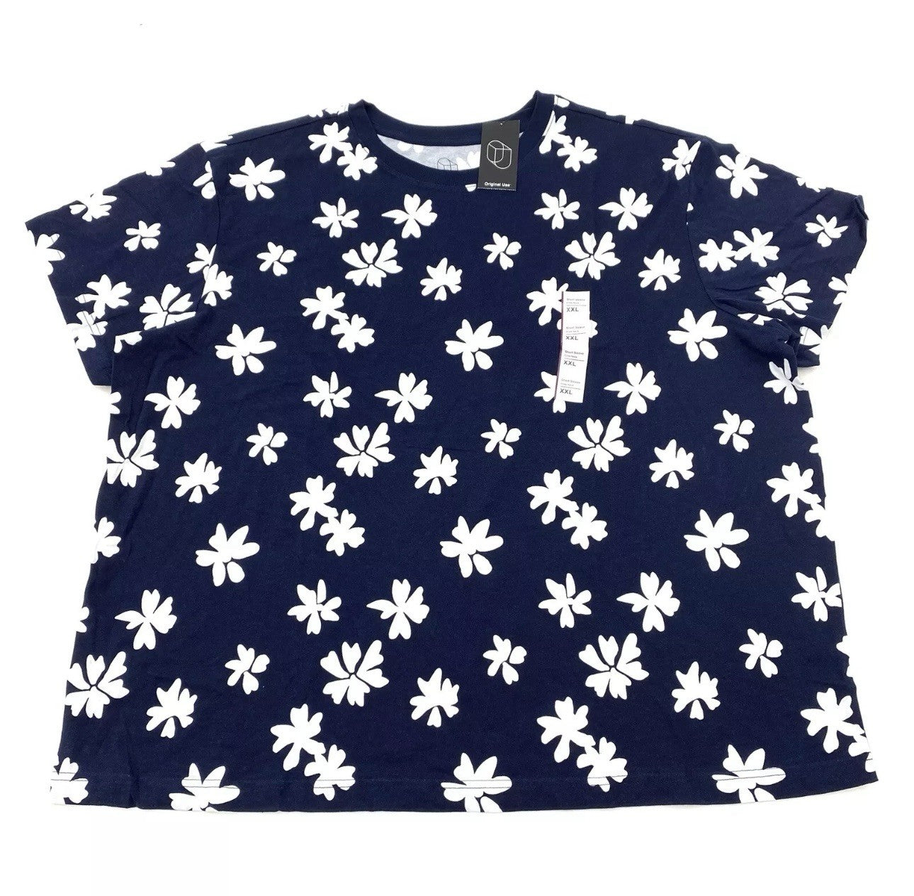 Original Use - Size XXL Crew Neck Short Sleeve T-Shirt Floral Navy
