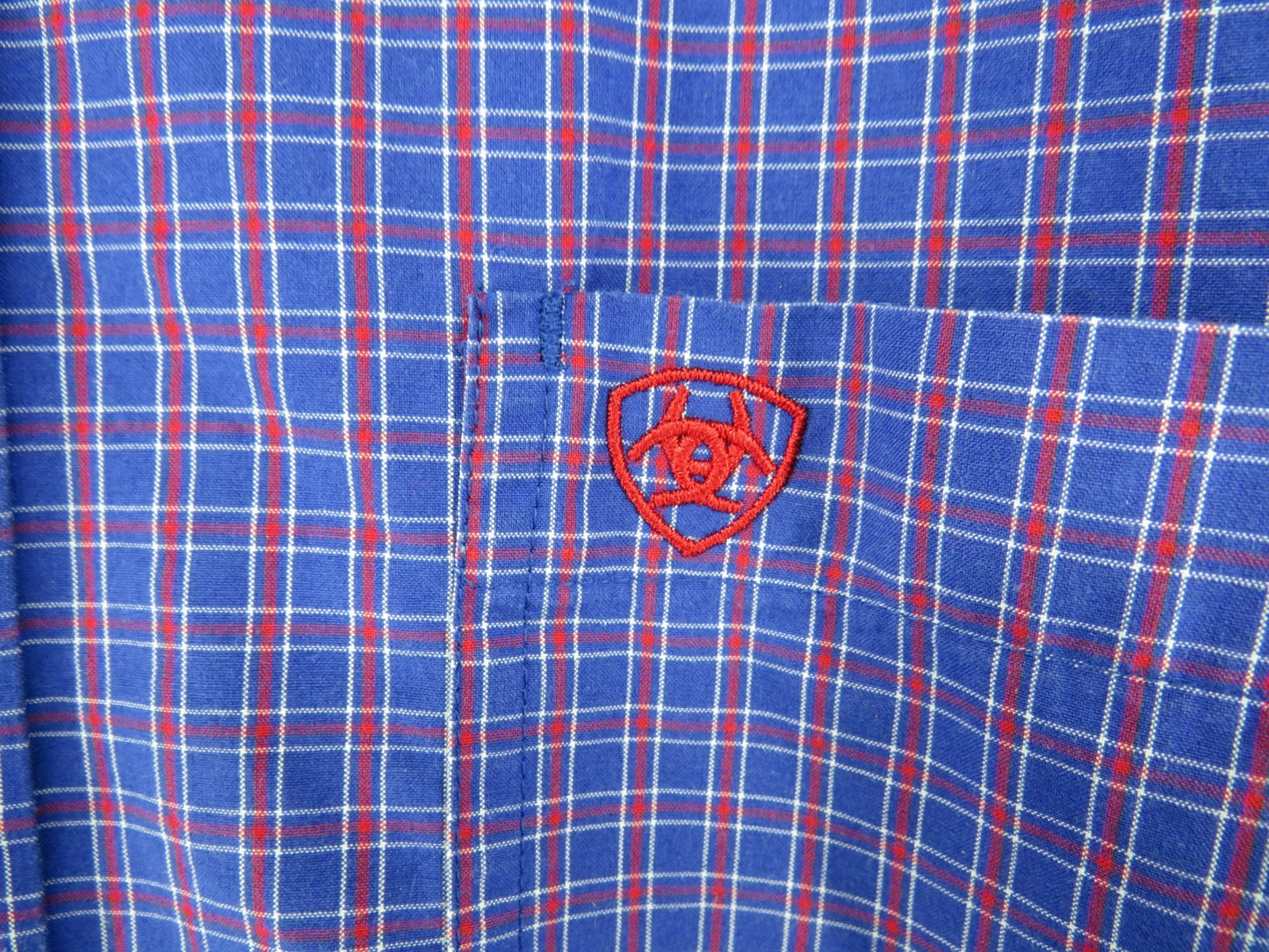 Ariat Pro Series Men's Short Sleeve Shirt - XXL Tall - Purple Plaid Pattern