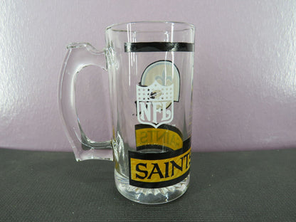 Vintage New Orleans Saints Beer Mug Stein Tall Glass 1980s NFL