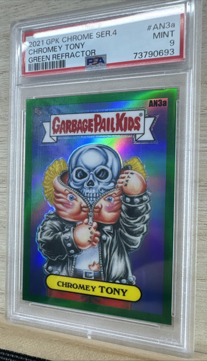 2021 Topps Garbage Pail Kids Chrome - Chromey Tony - Green Refractor - PSA 9