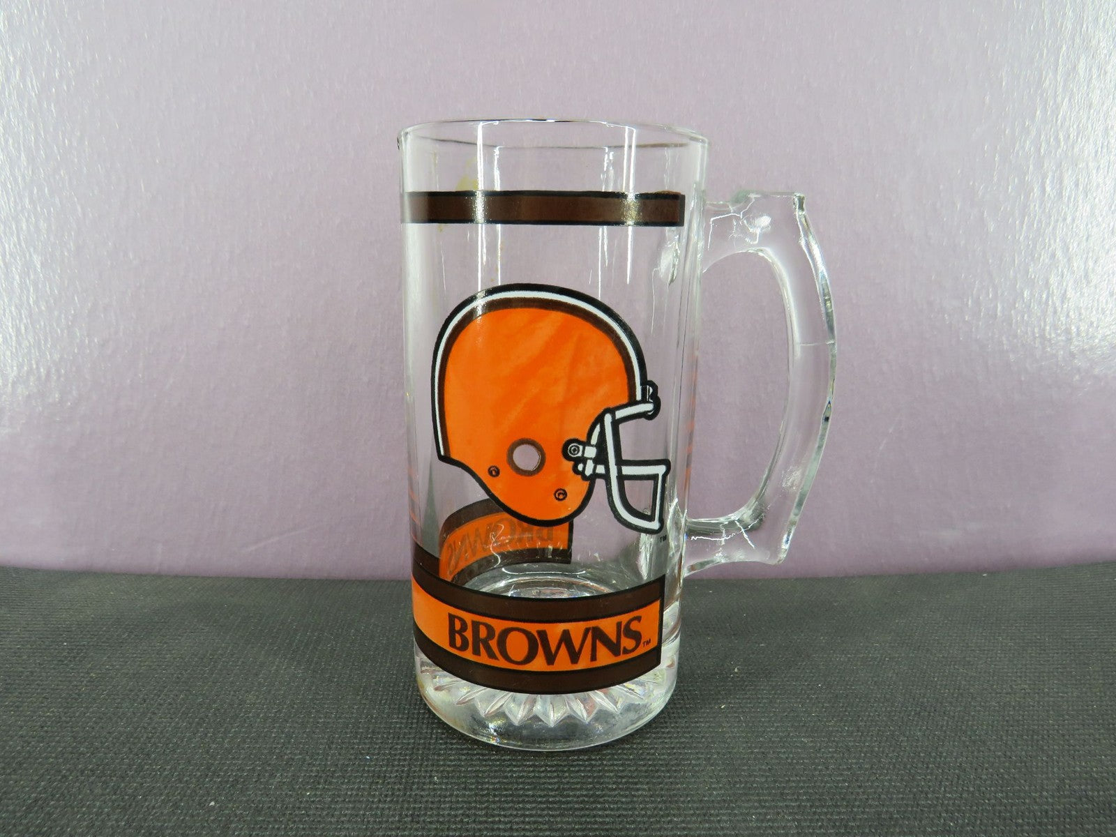 Vintage Cleveland Browns Beer Mug Stein Tall Glass 1980s NFL
