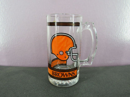 Vintage Cleveland Browns Beer Mug Stein Tall Glass 1980s NFL