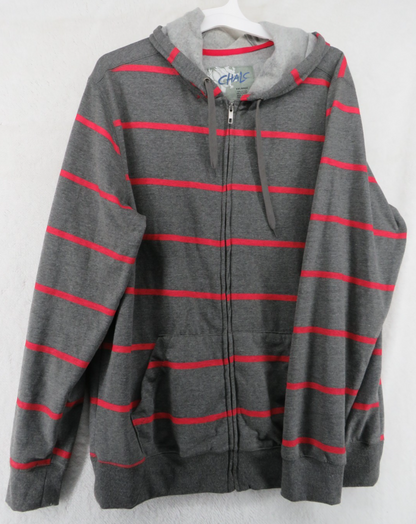 Chalc Striped Zip Up Hoodie - Men's Size XXL