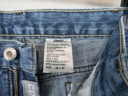 Cinch Jeans Mens 38x30 Blue Straight Leg Zipper Fly Five Pocket Denim Classic