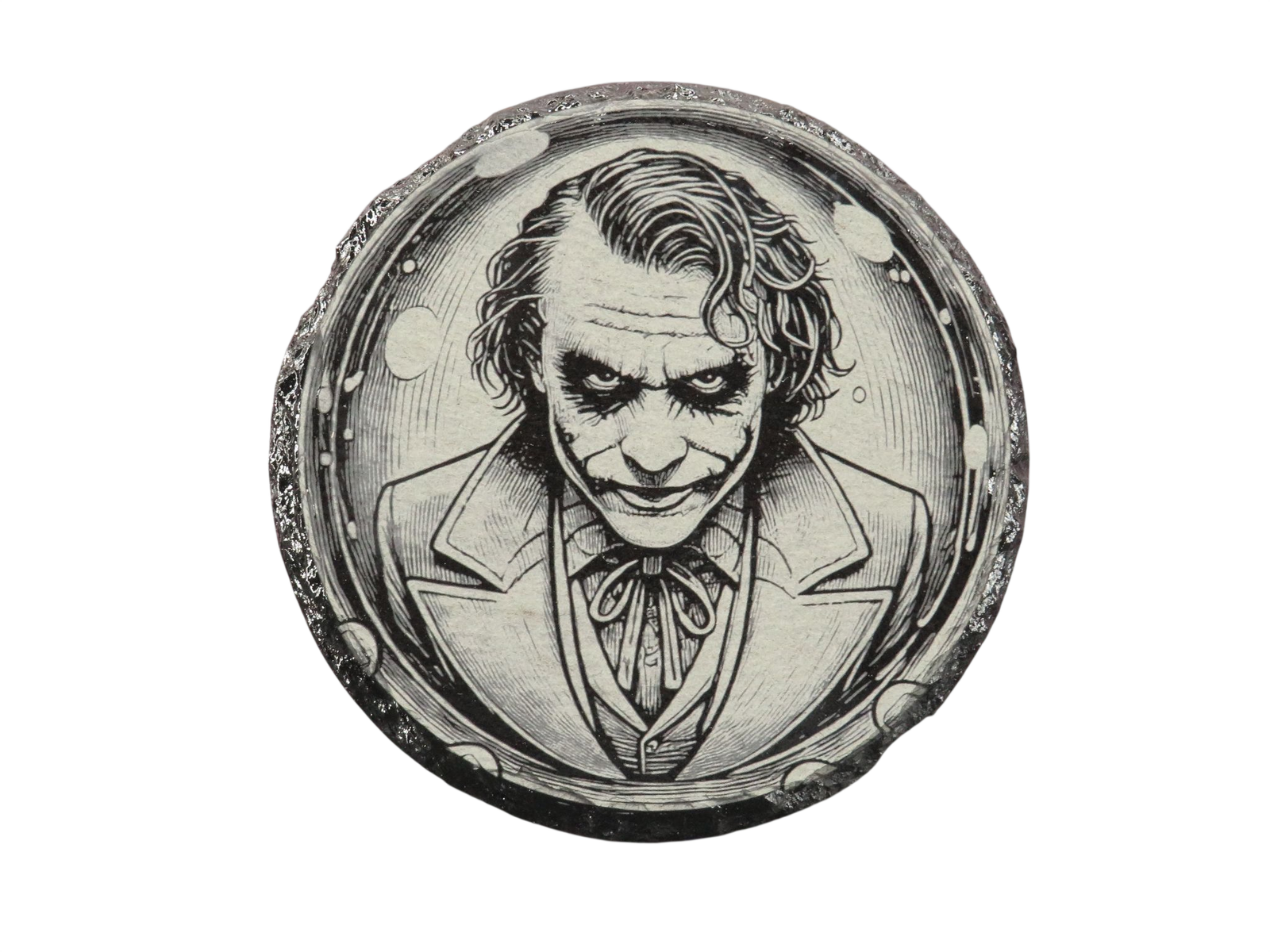 Laser Engraved Round Slate Coaster - DC3