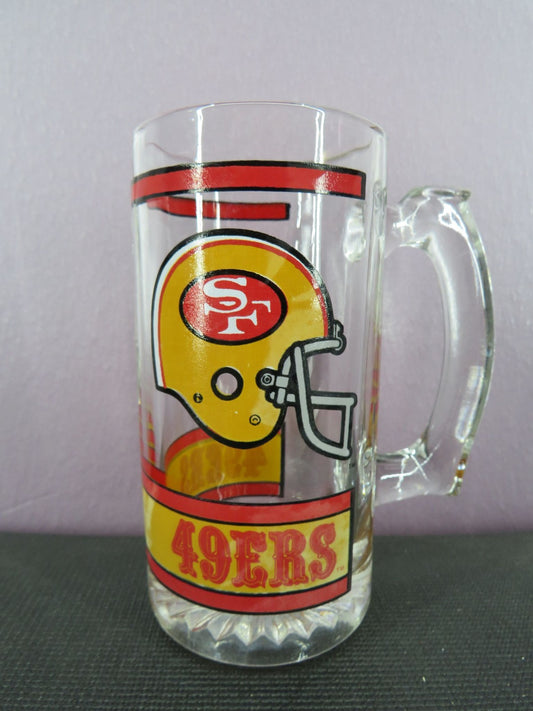 Vintage San Francisco 49ers Beer Mug Stein Tall Glass 1980s NFL