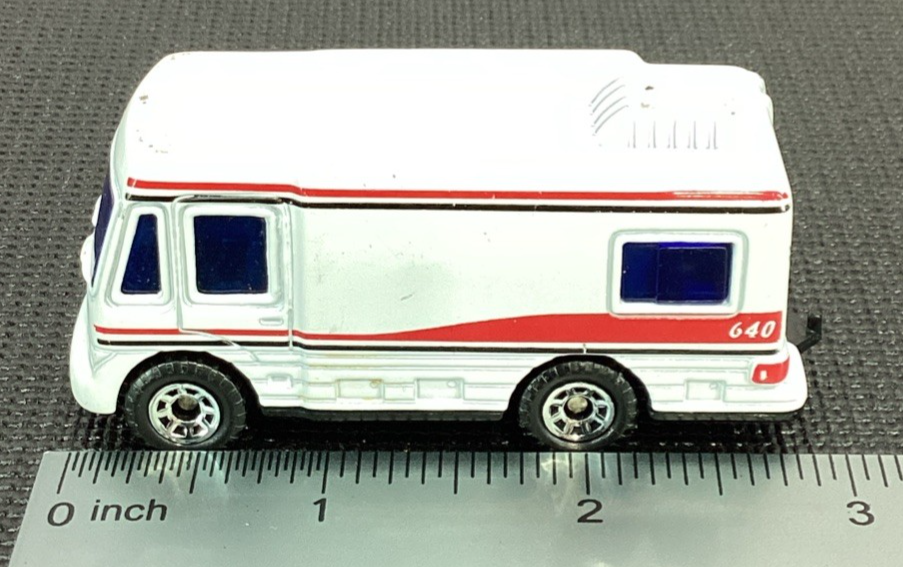 1999 Matchbox - Canyon Base Series Truck Camper Van White w/Black & Red Stripes