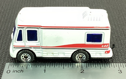 1999 Matchbox - Canyon Base Series Truck Camper Van White w/Black & Red Stripes