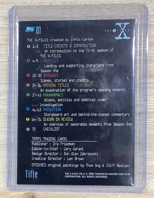 1995 The X- Files Trading Card #01 David Duchovny & Gillian Anderson