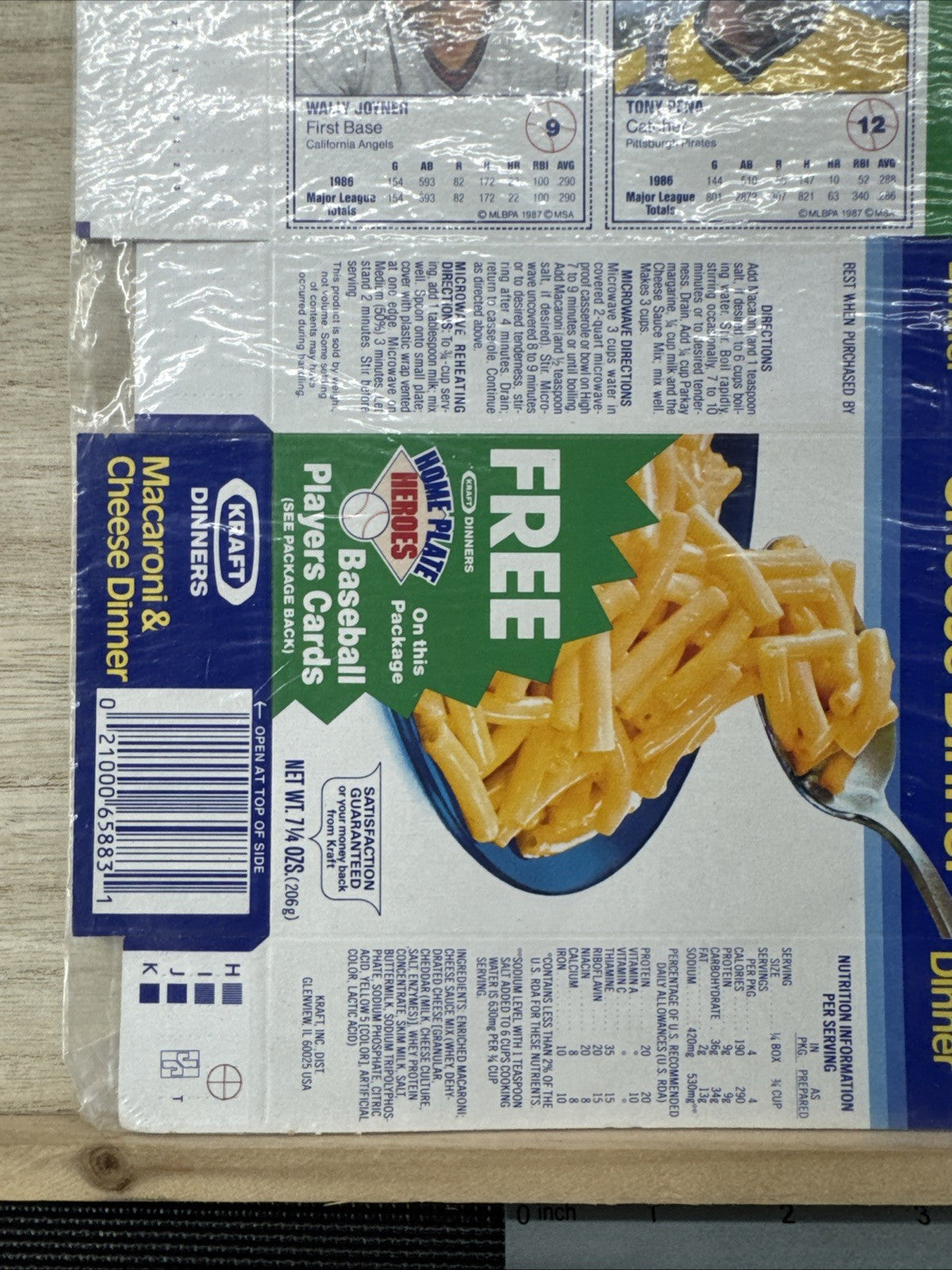 1987 Kraft Home Plate Heroes Never Folded Panel - Wally Joyner Tony Pena