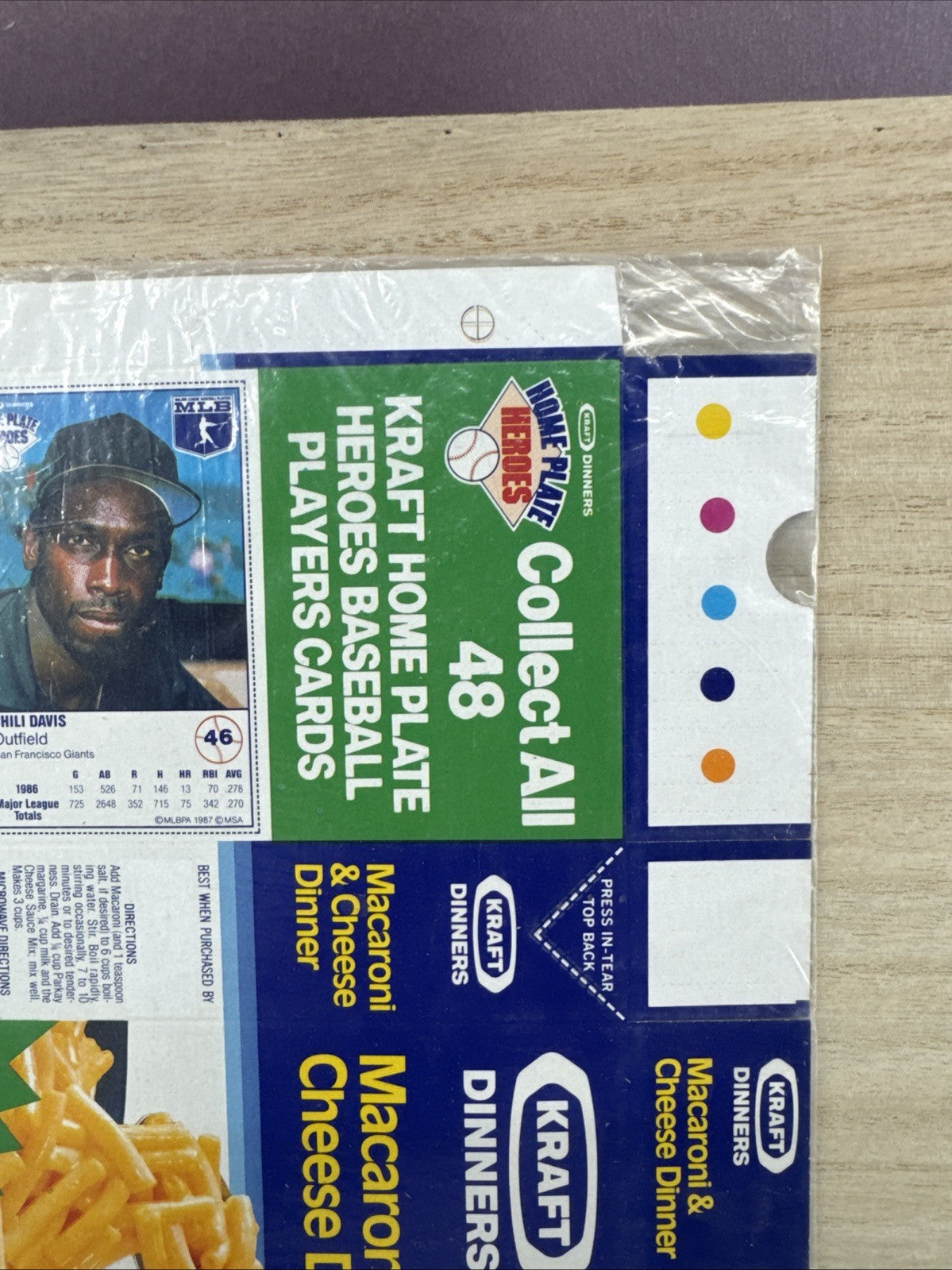 1987 Kraft Home Plate Heroes Never Folded Panel - George Bell Chili Davis