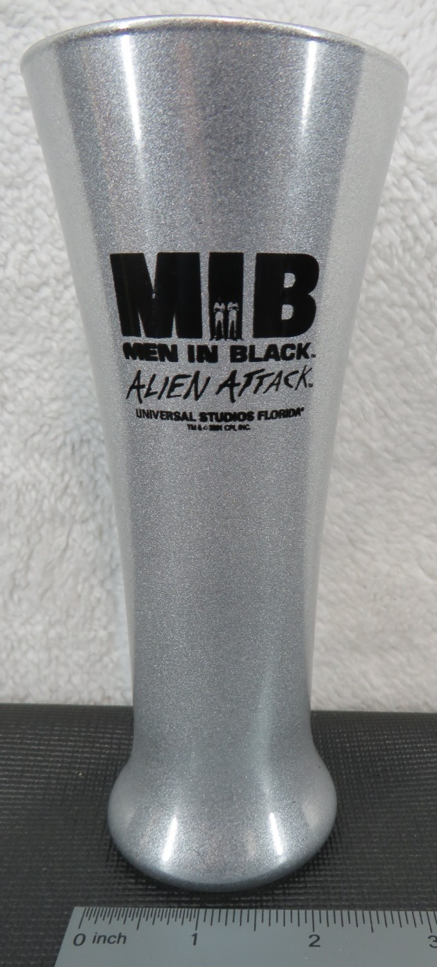 Universal Studios Silver Alloy Men In Black MIB Alien Attack Fluted Drink Glass