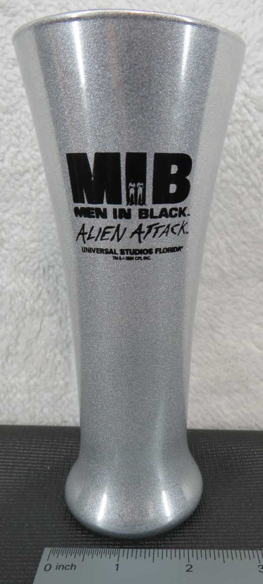 Universal Studios Silver Alloy Men In Black MIB Alien Attack Fluted Drink Glass