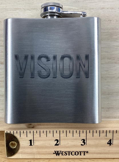 Laser Engraved 6 oz Stainless Steel Flask - VS