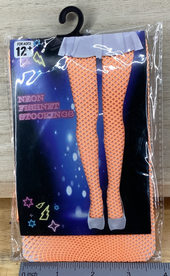 Regent Halloween Costume Neon Fishnet Stockings - Orange