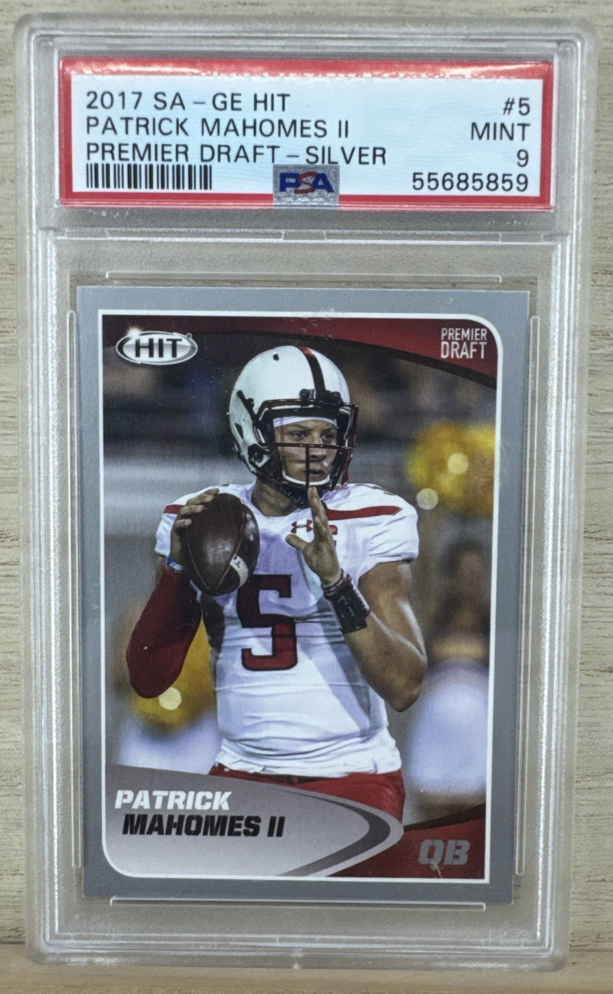 2017 Sage Hit - Patrick Mahomes #5 - Premier Draft Silver - PSA 90