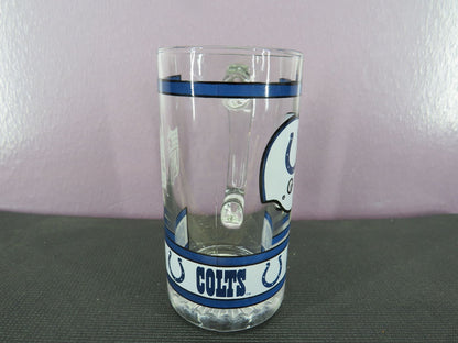 Vintage Indianapolis Colts Beer Mug Stein Tall Glass 1980s NFL