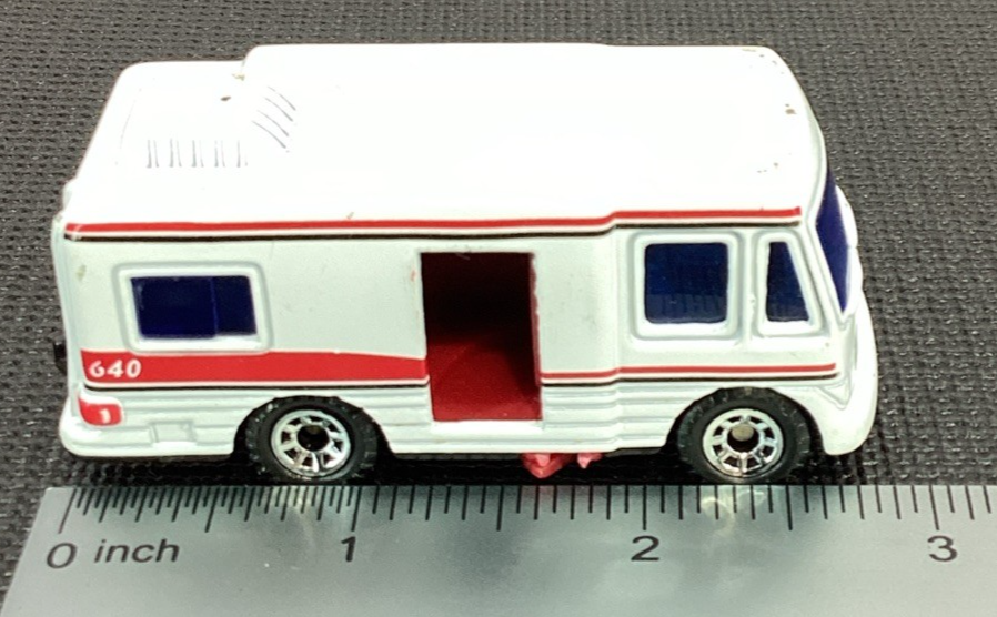1999 Matchbox - Canyon Base Series Truck Camper Van White w/Black & Red Stripes