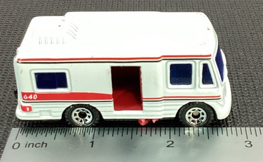 1999 Matchbox - Canyon Base Series Truck Camper Van White w/Black & Red Stripes