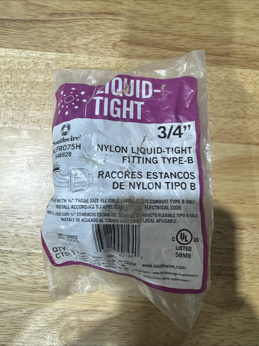 SOUTHWIRE NLFR075H LIQUID TIGHT ELBOW FITTING NYLON TYPE B 3/4 INCH - SEALED