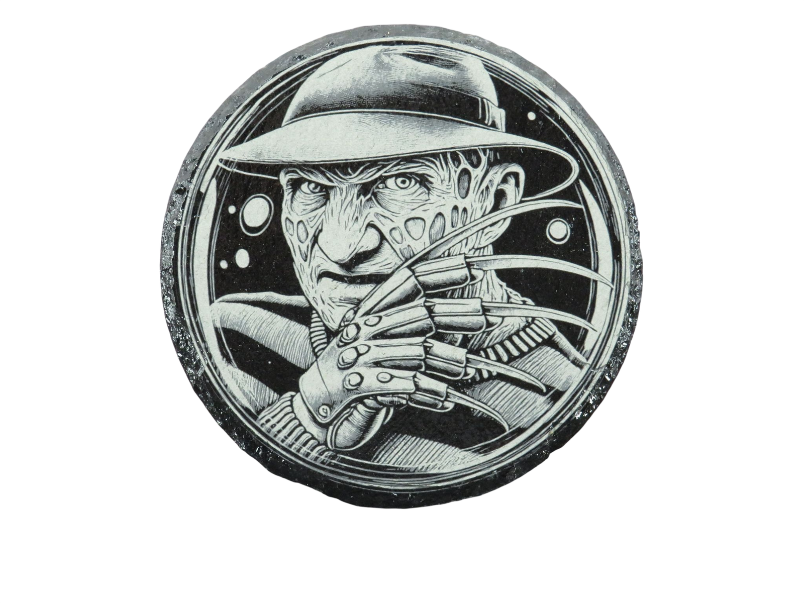Laser Engraved Round Slate Coaster - FR1