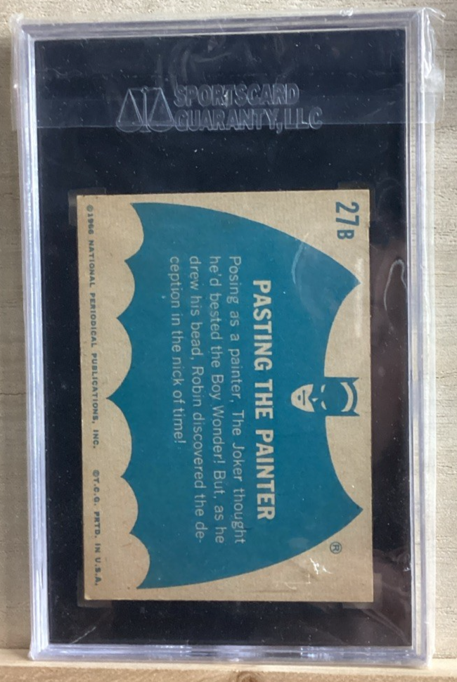 1966 TOPPS BATMAN BLUE BAT BACK #27B PASTING THE PAINTER EX/NM