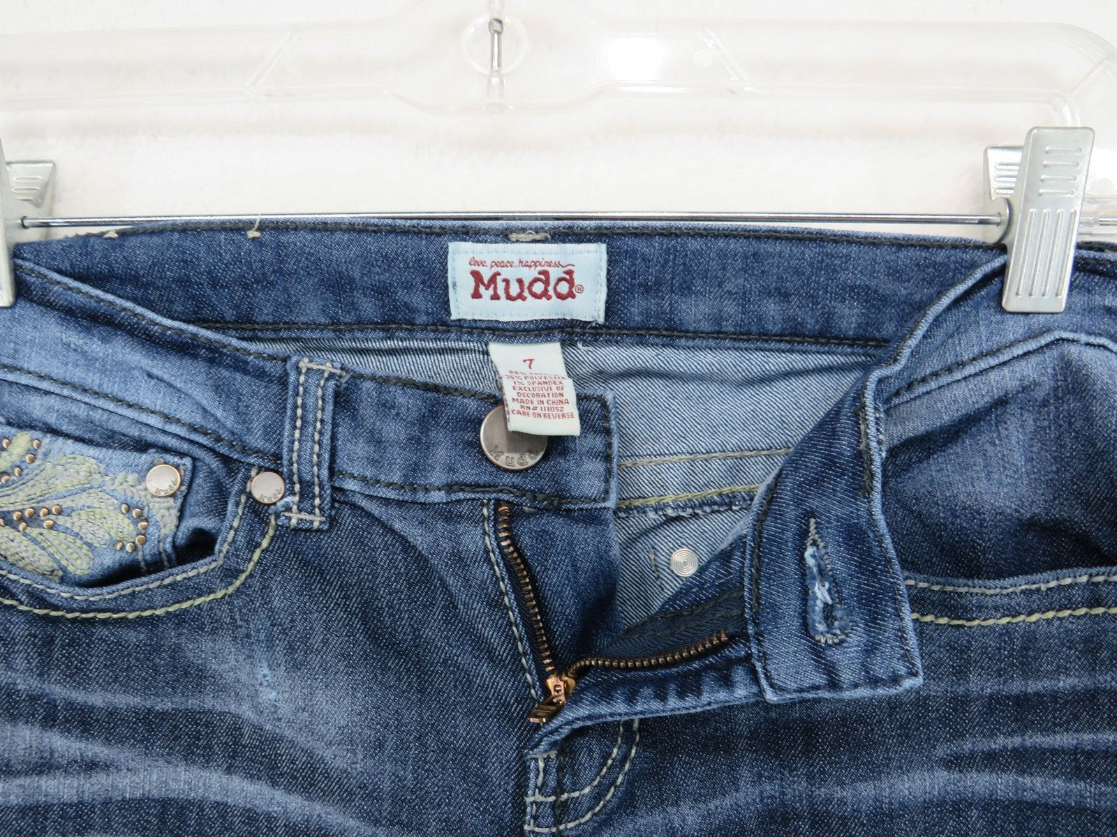 Mudd Jeans Women's Size 7 - Embroidered Studded Pocket Denim
