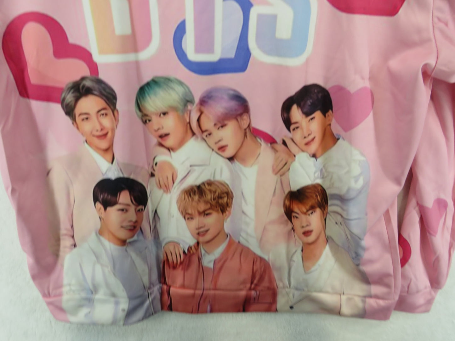 BTS Pink Hearts Long Sleeve Hoodie - Size XL