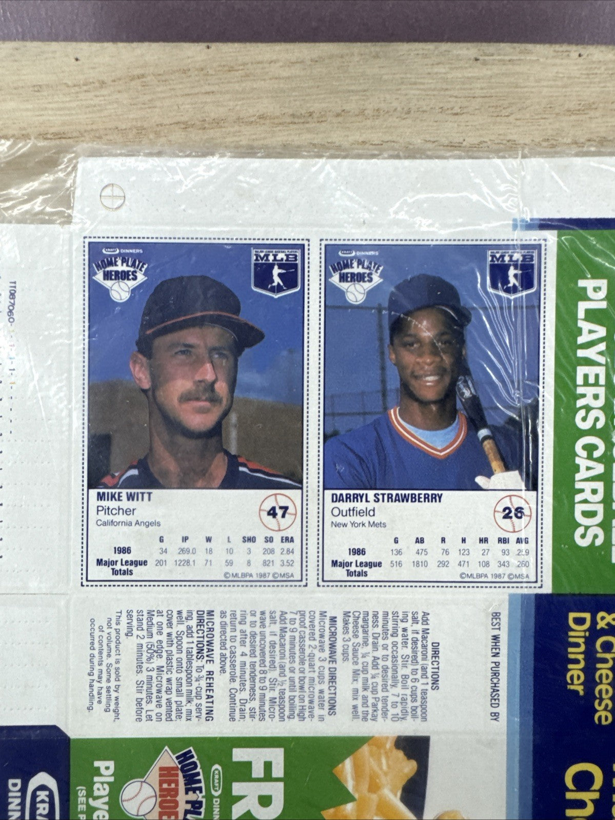 1987 Kraft Home Plate Heroes Never Folded Panel - Robin Yount Darryl Strawberry1