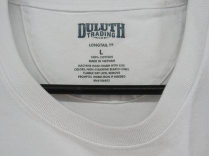 Duluth Trading Co T Shirt - Men's Large Longtail - Short Sleeve White Cotton