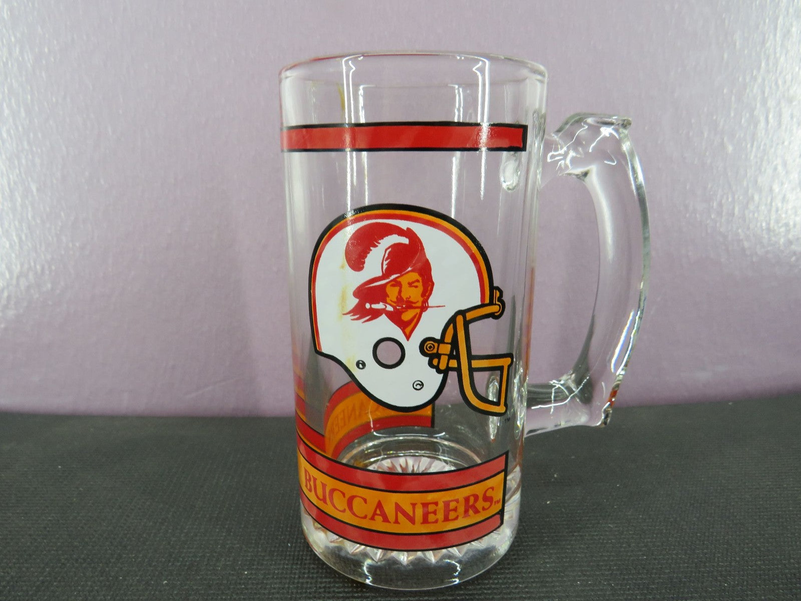 Vintage Tampa Bay Buccaneers Beer Mug Stein Tall Glass 1980s NFL