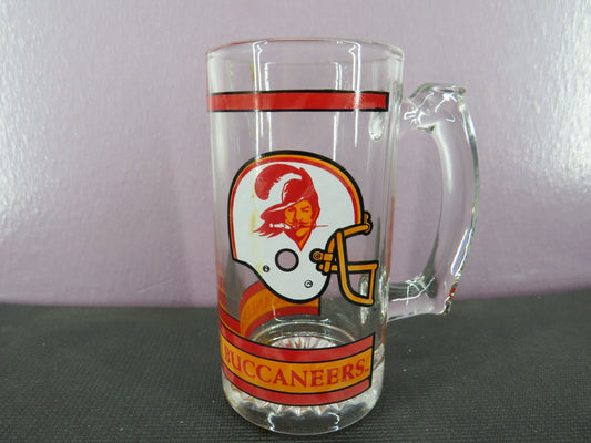 Vintage Tampa Bay Buccaneers Beer Mug Stein Tall Glass 1980s NFL