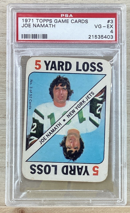 1971 TOPPS GAME CARDS - JOE NAMATH #3 - PSA 4
