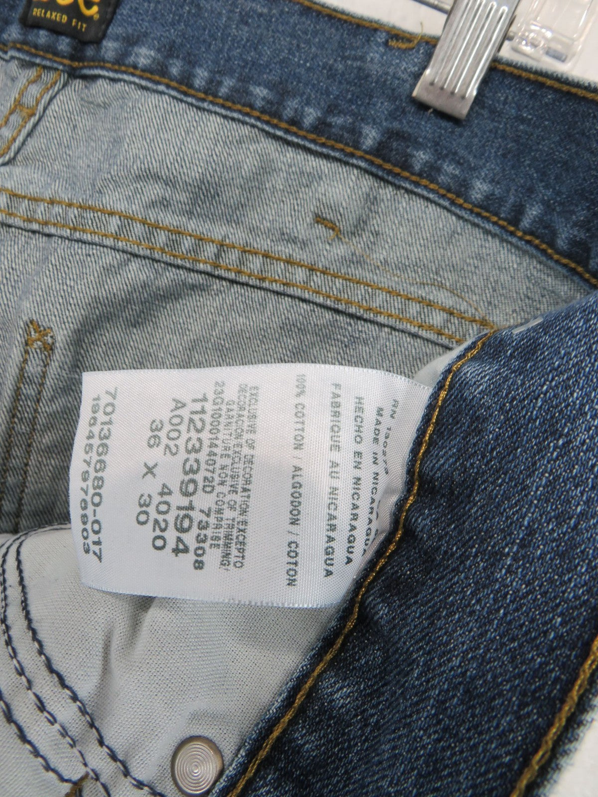 Lee Jeans Mens 36x30 Relaxed Fit Blue Straight Leg Denim Pants Classic Pocket
