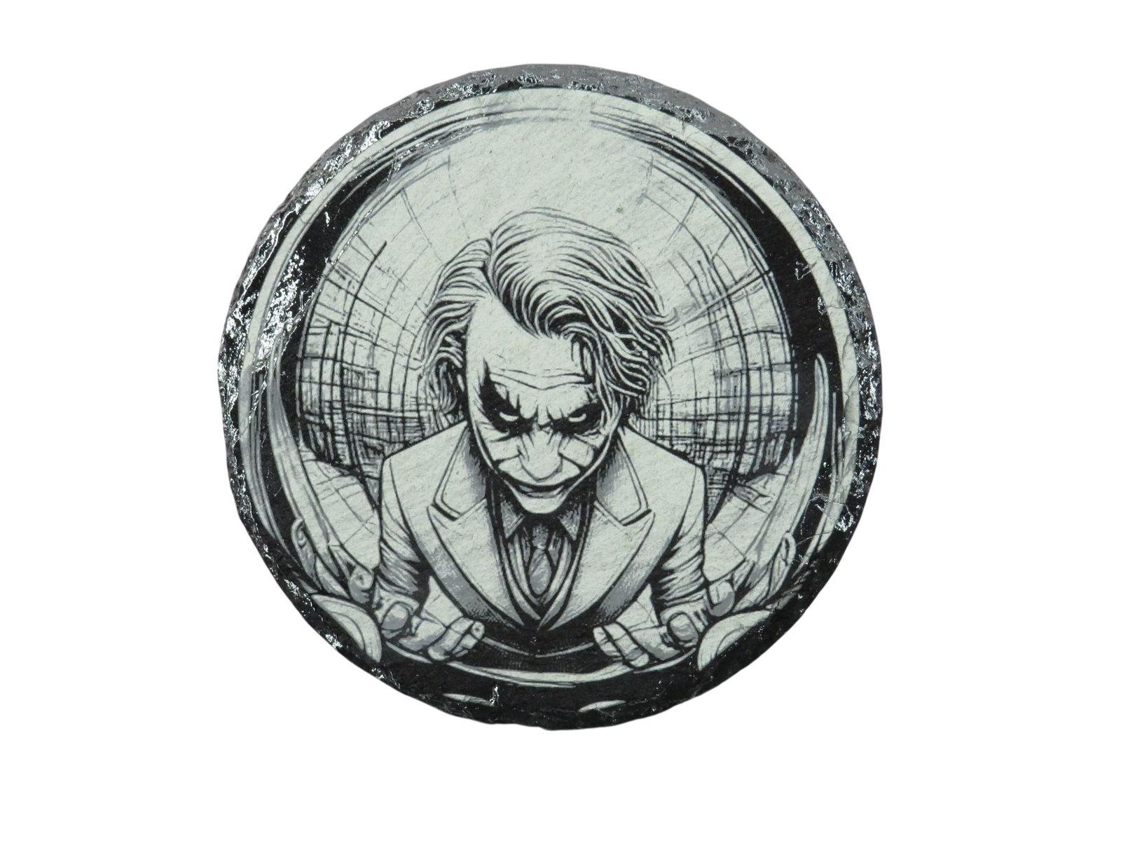 Laser Engraved Round Slate Coaster - DC2