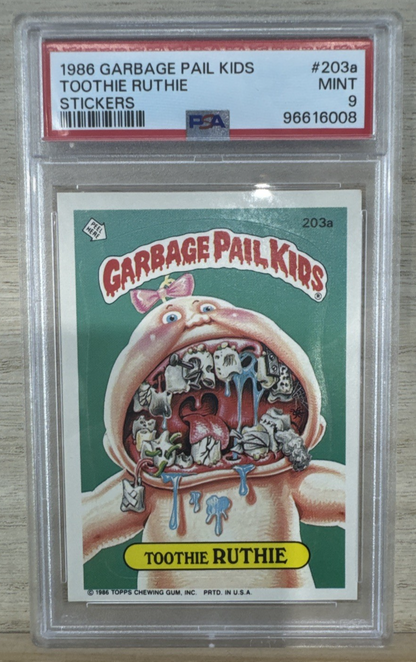 1986 GARBAGE PAIL KIDS - TOOTHIE RUTHIE #203a - PSA 9
